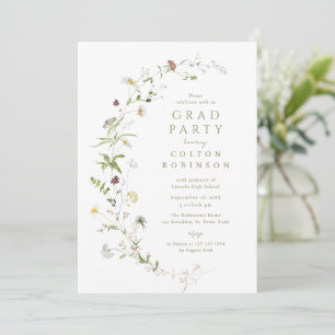 Invitation Vert sauge Fleur sauvage Rustique Bohème Diplômé