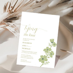 Invitation vert sauge liant le noeud mariage floral