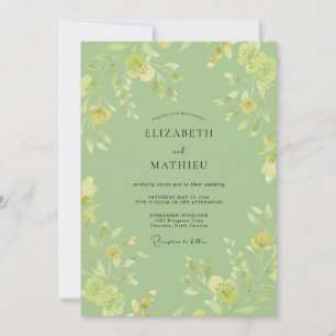 Invitation Vert Sauge Mariage Botanique Fantaisiste
