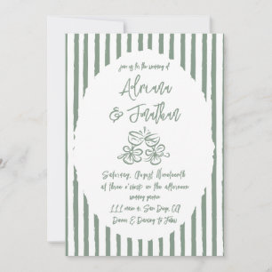 Invitation Vert sauge mariage simple dessiné à la main