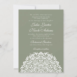 Invitation Vert sauge olive mandala floral fantaisiste mariag