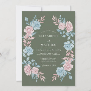 Invitation Vert sauge Régale Botanique Mariage