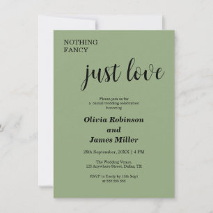 Invitation Vert sauge Rien de fantaisie Juste amour Mariage d