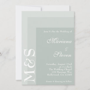 Invitation Vert sauge simple moderne chic écriture mariage