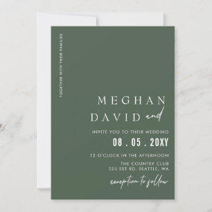 Invitation Vert Simple Élégant Mariage moderne