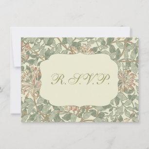 Invitation Vert tendre vintage William Morris Chèvrefeuille