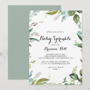 Invitation Vert Tropical Moderne Calligraphie Baby Sprinkel