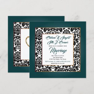 Invitation Vert Turquoise foncé, blanc et noir