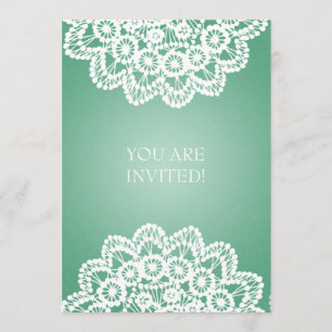 Invitation Vert vintage de menthe de dentelle de Fête de la