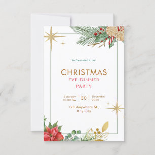 Invitation Vert Watercolor Soirée de Noël