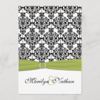 Invitation verte, blanche et noire de la damassé