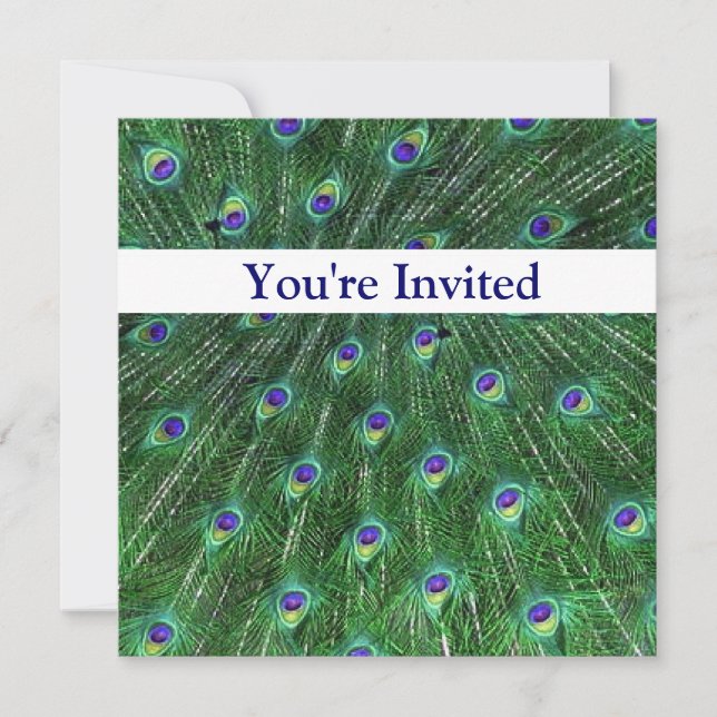 Invitation verte d'anniversaire de remous de paon (Devant)