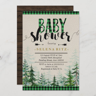 Invitation verte de baby shower de garçon de plaid