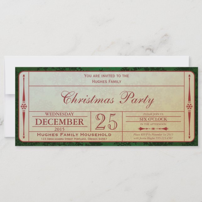 Invitation verte de fête de Noël (Devant)