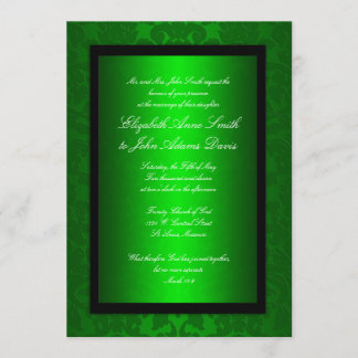 Invitation verte de mariage damassé d'aluminium