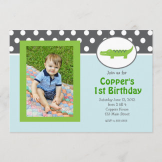 Invitation verte et bleue d'anniversaire