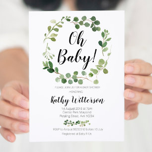 invitation verte oh baby shower