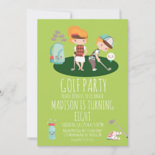 Invitation verte pour garçon ou fille pour un anni