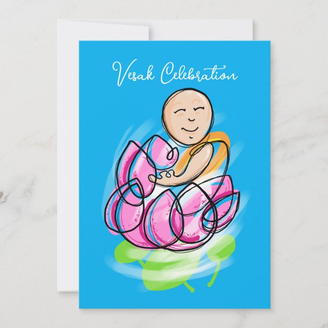 Invitation Vesak Lotus Monk Zen (Devant)
