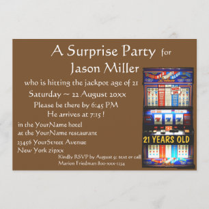 Invitation Veste de machine à sous 21e anniversaire