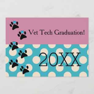 Invitation Vet Tech Graduation Pink and Blue