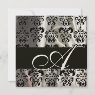 INVITATION VÊTEMENT EN SOIE NOIRE ET BLANCHE DAMASK MONOGRAM 