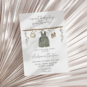 Invitation Vêtements aquarelle Boho Bliss Garçon Baby Shower