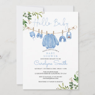 Invitation Vêtements Boho verdoyants Baby shower garçon