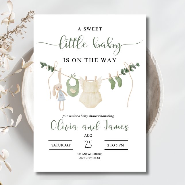 Invitation Vêtements de bébé Baby shower Invitation, minimali (Créateur téléchargé)