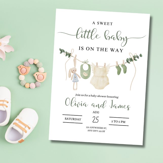 Invitation Vêtements de bébé Baby shower Invitation, minimali (Créateur téléchargé)