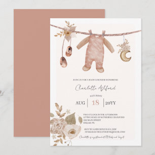 Invitation Vêtements de bébé Boho Neutral Baby shower Invitat