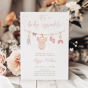 Invitation Vêtements de bébé boho rose blush Baby Sprinkle