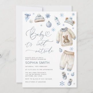 Invitation Vêtements de bébé d'hiver Baby Shower Tout En Un