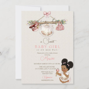 Invitation Vêtements de bébé Fille Baby Shower Ivoire Rose