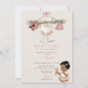 Invitation Vêtements de bébé Fille Baby Shower Ivoire Rose