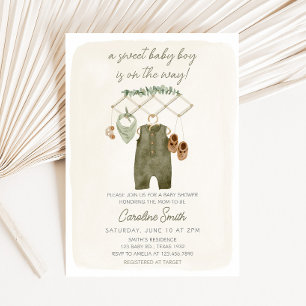 Invitation Vêtements de bébé garçon bohème Baby Shower