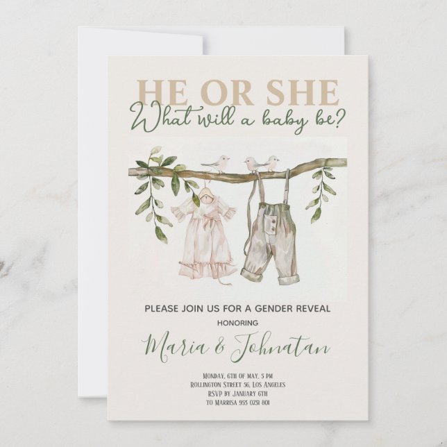 Invitation Vêtements de bébé neutres pour garçon ou fille Rév (Devant)