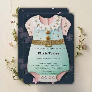 Invitation Vêtements de bébé pailletés or Vêtements bébé Fleu