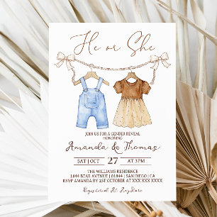 Invitation Vêtements de bébé pour garçon ou fille révélation 