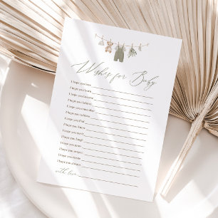 Invitation Vêtements de bébé vert sauge boho souhaits pour bé