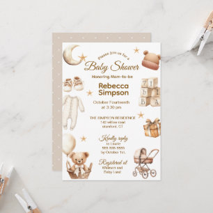 Invitation Vêtements d'ours en peluche marron neutre, Cadeaux
