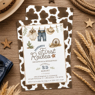 Invitation Vêtements mignons sur un fil Premier Rodéo Fête d'