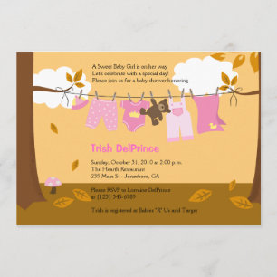 Invitation Vêtements pour bébés d'automne Fille rose 5x7 Baby