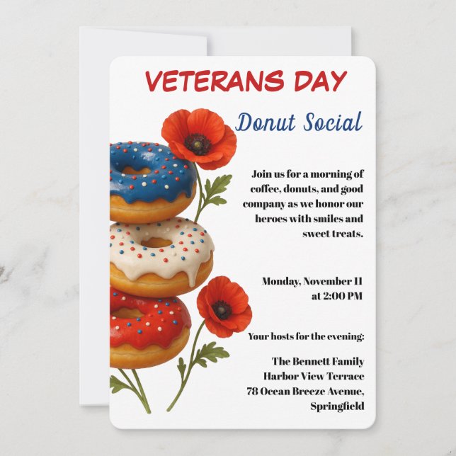 Invitation Veterans Day | Donut Social Celebration (Devant)