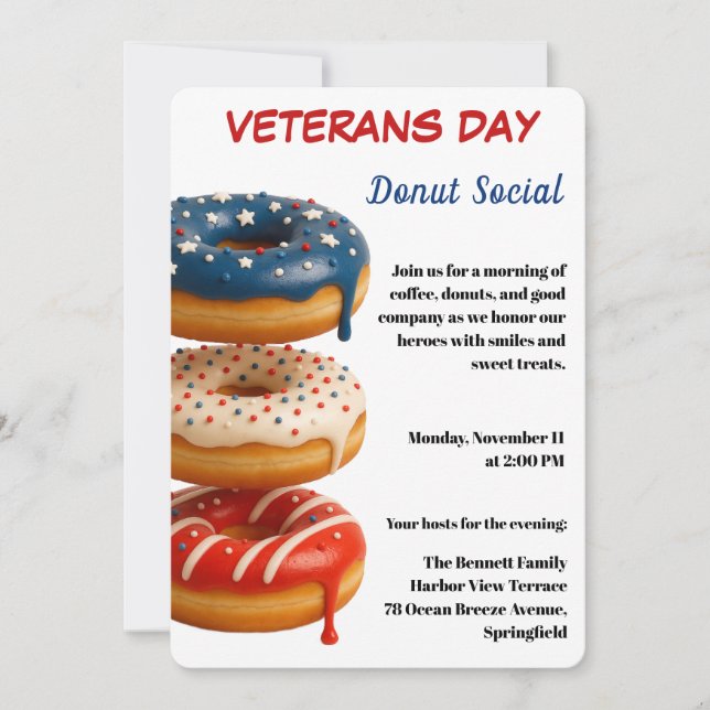 Invitation Veterans Day | Donut Social Celebration (Devant)
