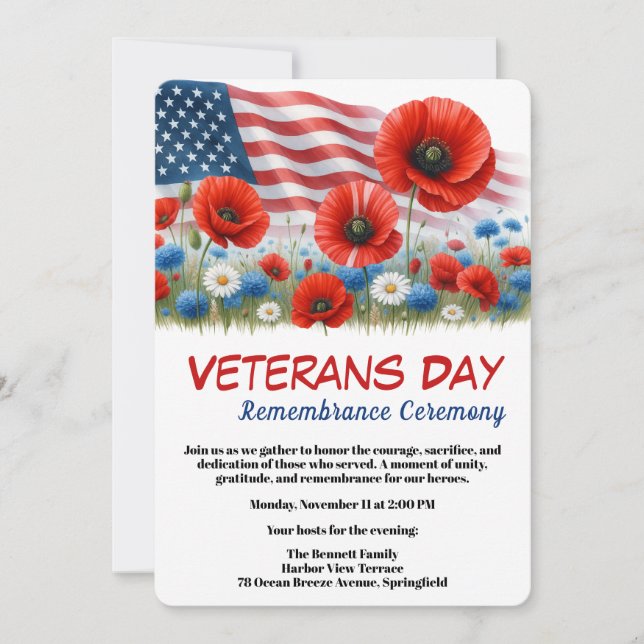 Invitation Veterans Day | Remembrance Ceremony (Devant)