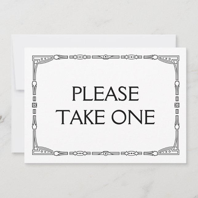 Invitation "Veuillez prendre un" Panneau de mariage de style  (Devant)