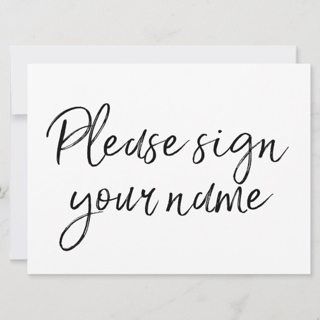 Invitation "Veuillez signer de votre nom" Enseigne élégante à (Devant)