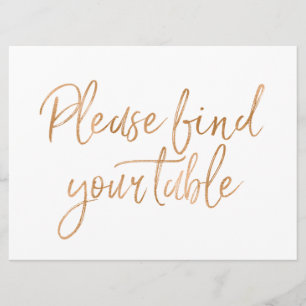 Invitation "Veuillez trouver votre table " Enseigne Rose Doré