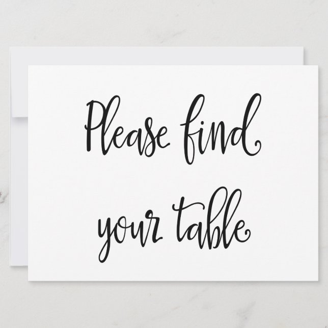 Invitation "Veuillez trouver votre table" Panneau de table de (Devant)